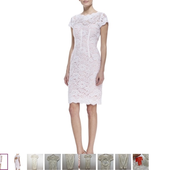 Monique Lhuillier Ivory Lace Cocktail Dress - Picture 2 of 6